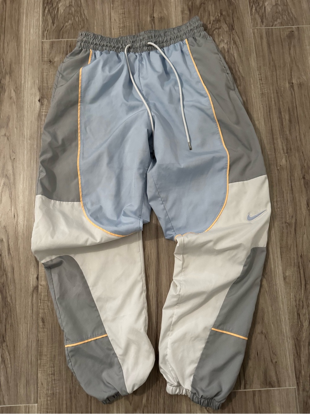 Nike Woven Colorblock Track Pants Light Blue Gray White Small